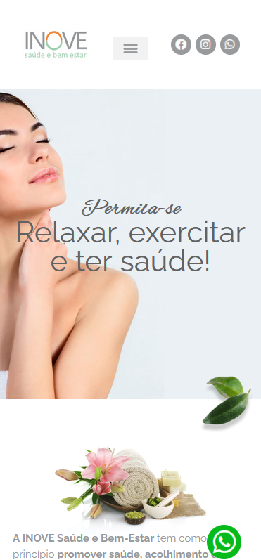Prévia do site na tela do celular