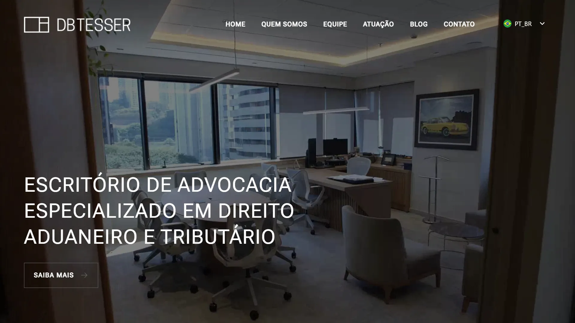 Site da DB Tesser Advogados, escritório de advocacia, criado pela Vuxi