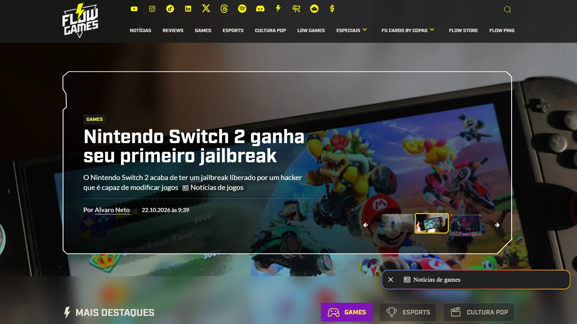 Site do Flow Games, portal de games, criado pela Vuxi