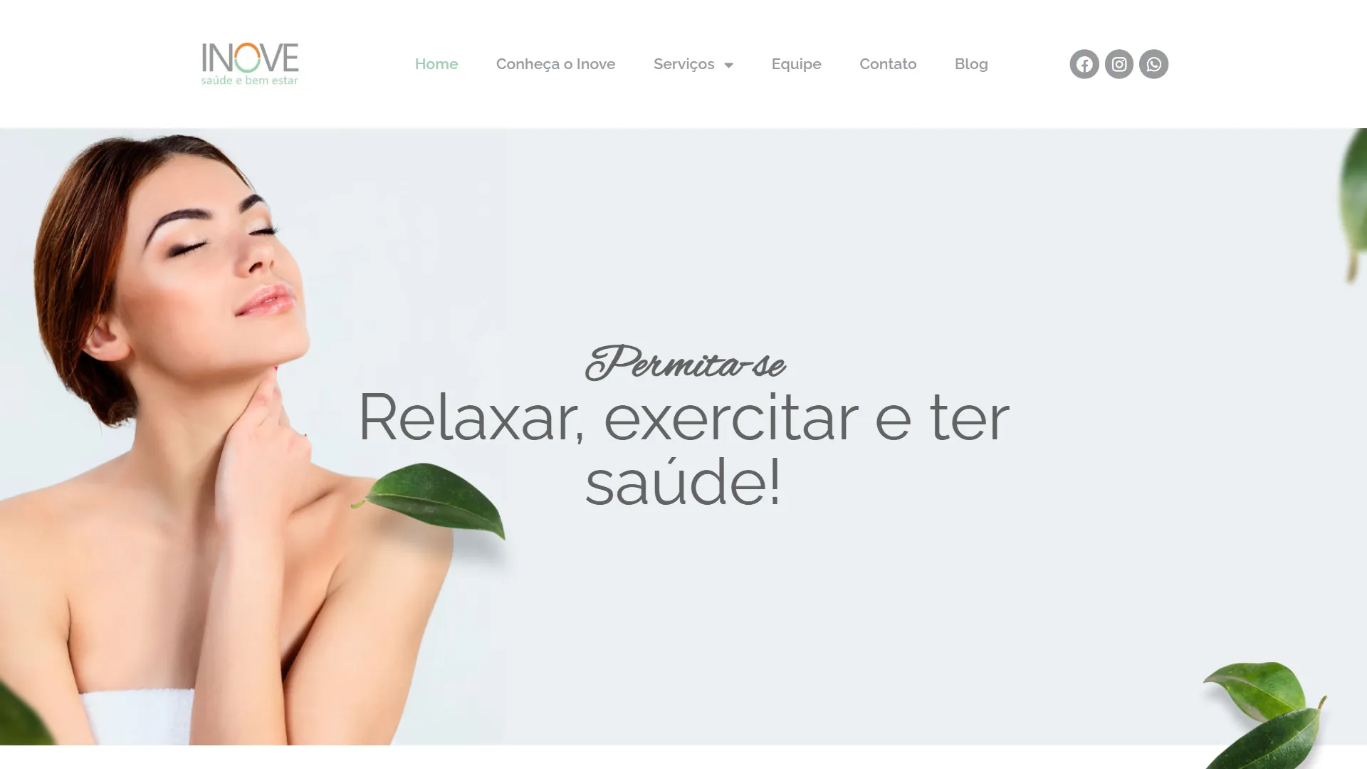 Site da Inove Bem-Estar, clínica de saúde e bem-estar, criado pela Vuxi